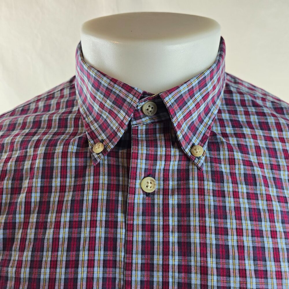 Charles Tyrwhitt Shirt Mens Large Red Plaid Non Iron Slim Fit Button Up Weekend - Picture 2 of 8